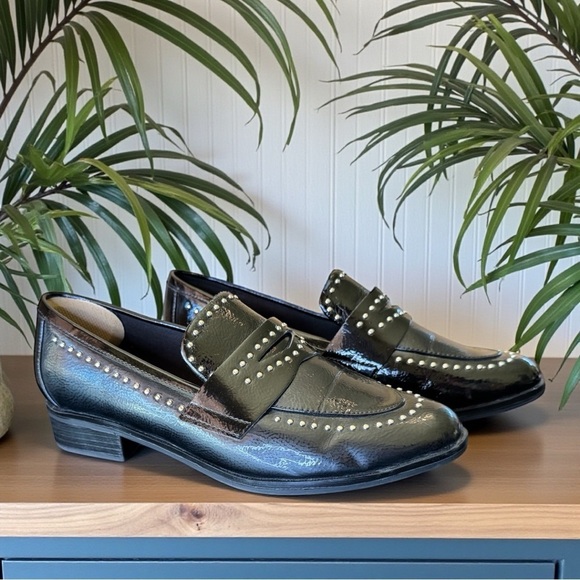 Aldo Shoes - ALDO Black Studded Patent Loafers – Approx. Size 6–6.5 (See Measurements)